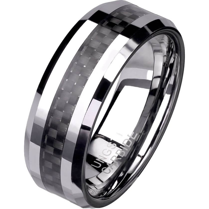 Fingerring Karbon Silber