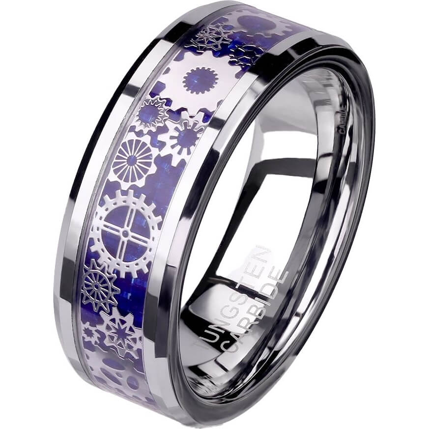 Fingerring Steam Punk Karbon Silber