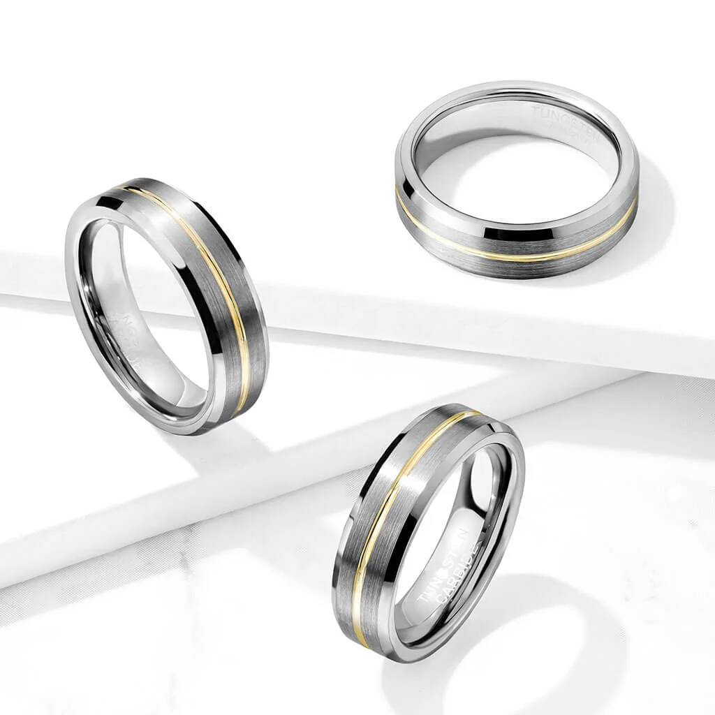 Fingerring Linie Gold Silber Gebürstet - Image 3