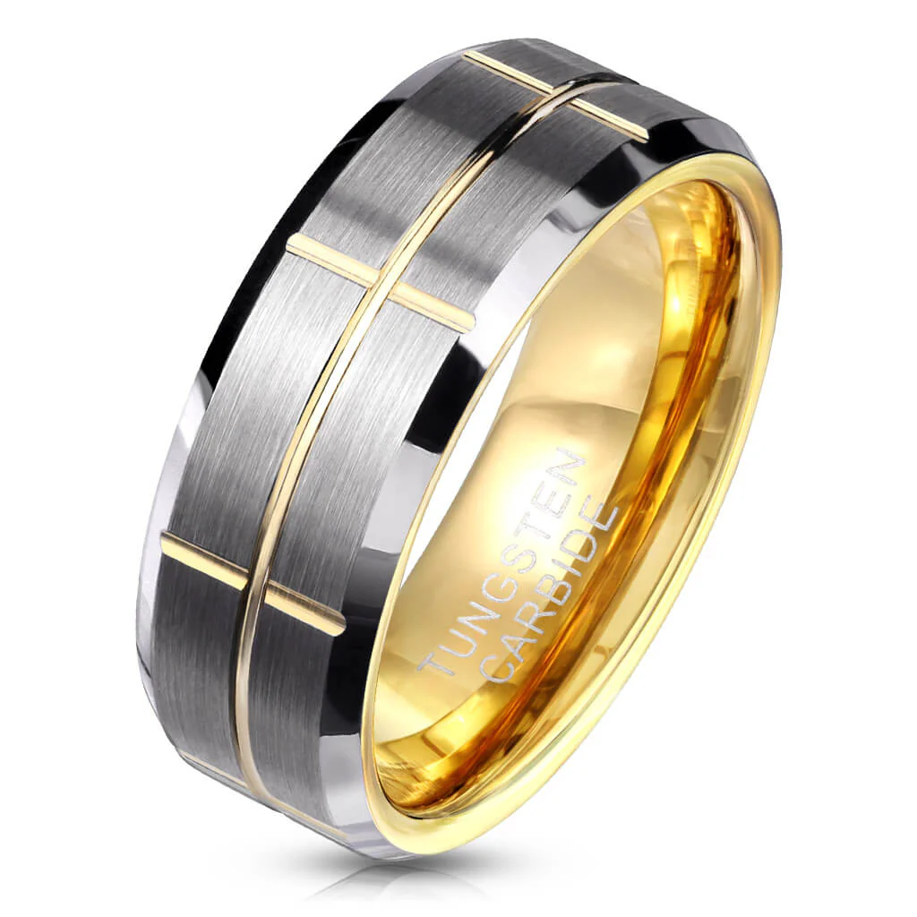 Fingerring Kreuz Gold Silber Gebürstet - Image 2