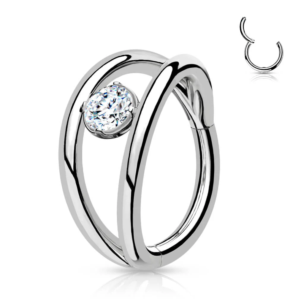 Ring Kugel Zirkonia Silber Clicker - Image 8