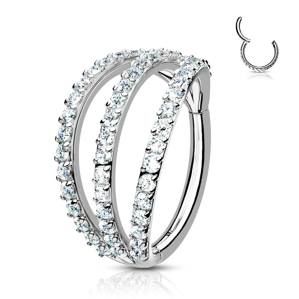 Ring Dreierreihe Zirkonia Clicker - Image 2