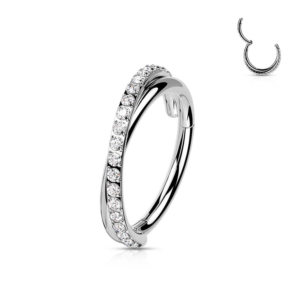 Ring Gekreuzte Reihe Zirkonia Clicker - Image 2