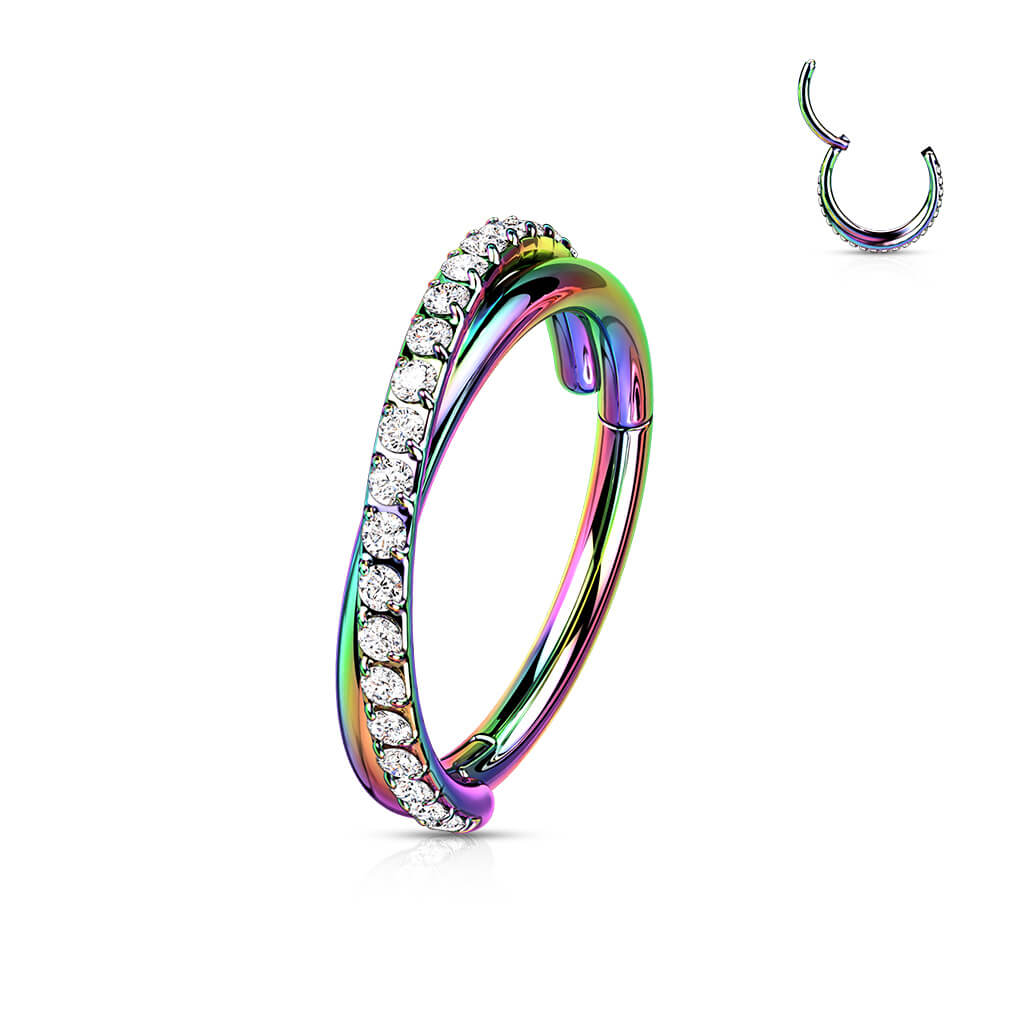 Ring Gekreuzte Reihe Zirkonia Clicker - Image 5
