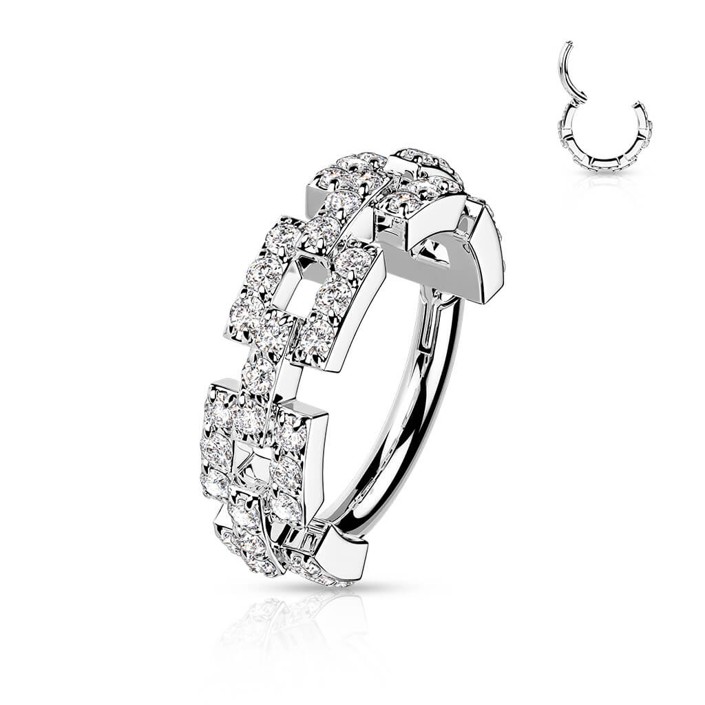 Ring Quadrat Zirkonia Clicker - Image 2