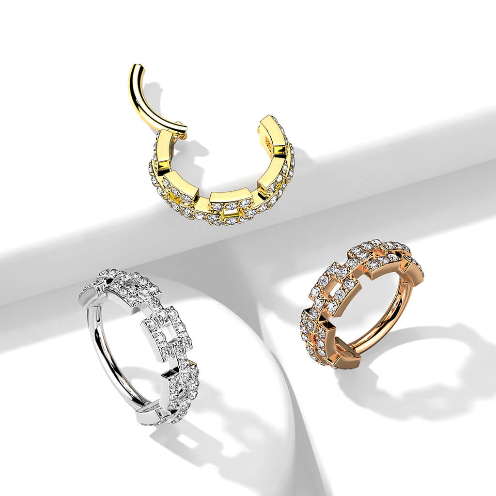 Ring Quadrat Zirkonia Clicker - Image 6