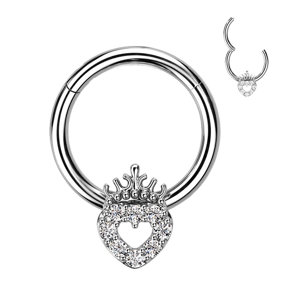 Ring Herz Krone Zirkonia Clicker - Image 2