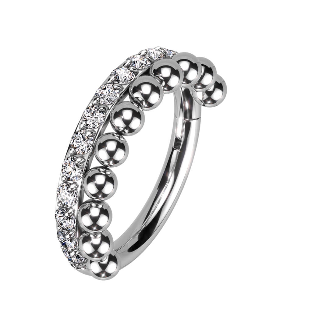 Ring Kugel Perlenkette Zirkonia Clicker - Image 3