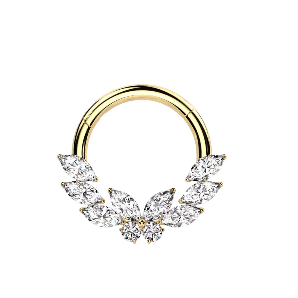 Ring Schmetterling Blätter Zirkonia Clicker - Image 3