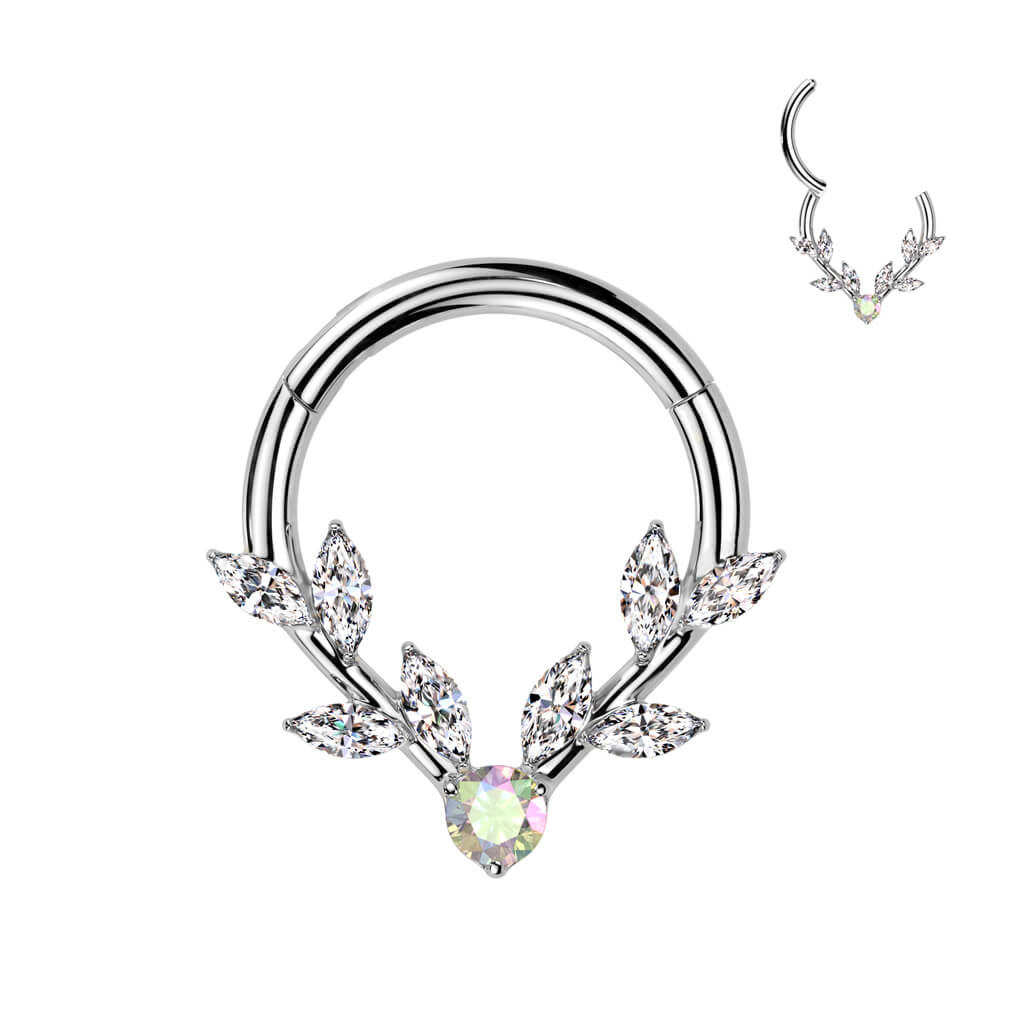 Ring Weinblätter Zirkonia Marquise Schliff Clicker - Image 3