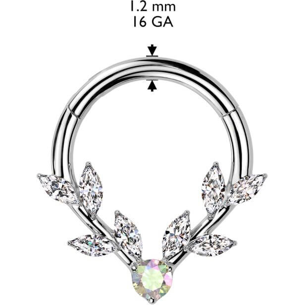 Ring Weinblätter Zirkonia Marquise Schliff Clicker - Image 4