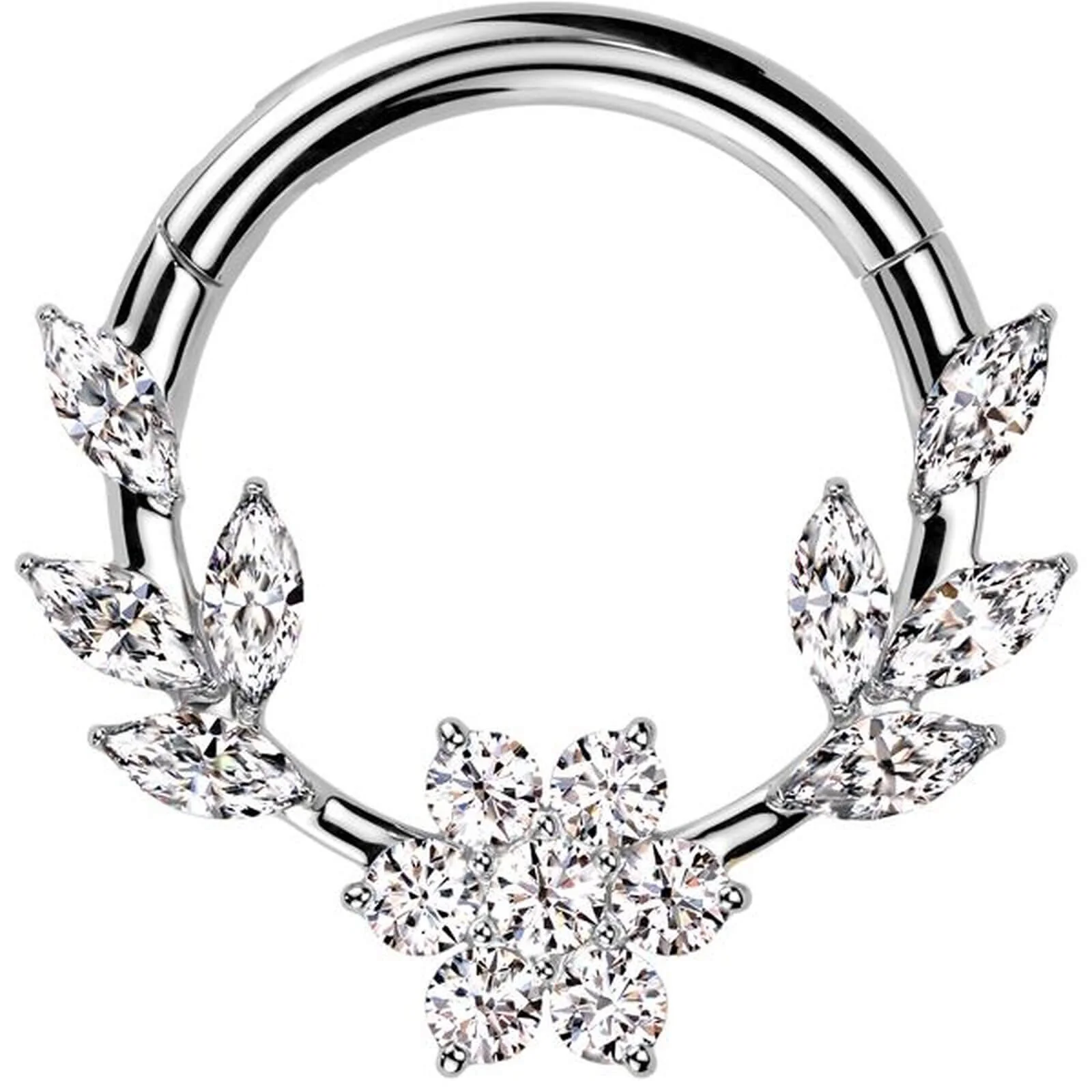 Ring Blume Zirkonia Marquise Schliff Clicker