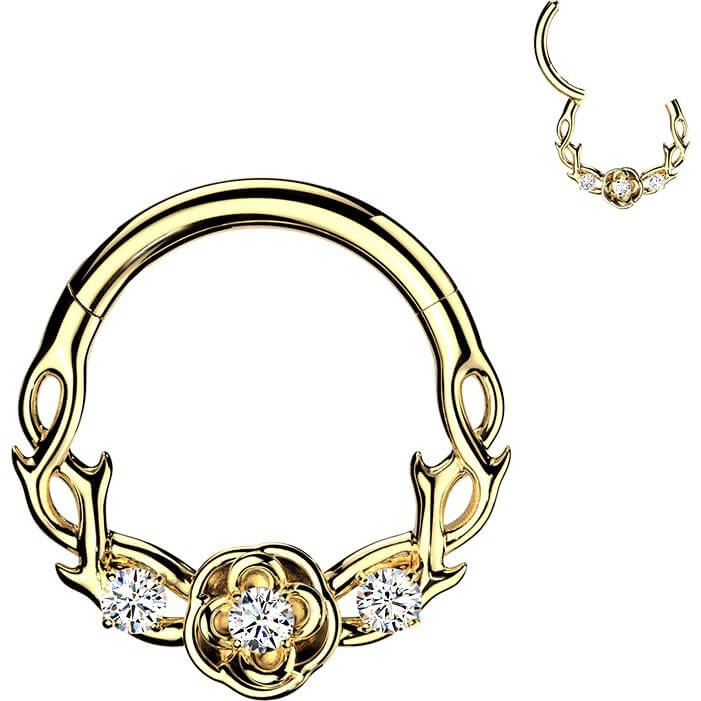 Ring Zirkonia verzierte Ranken und Rose Clicker - Image 3