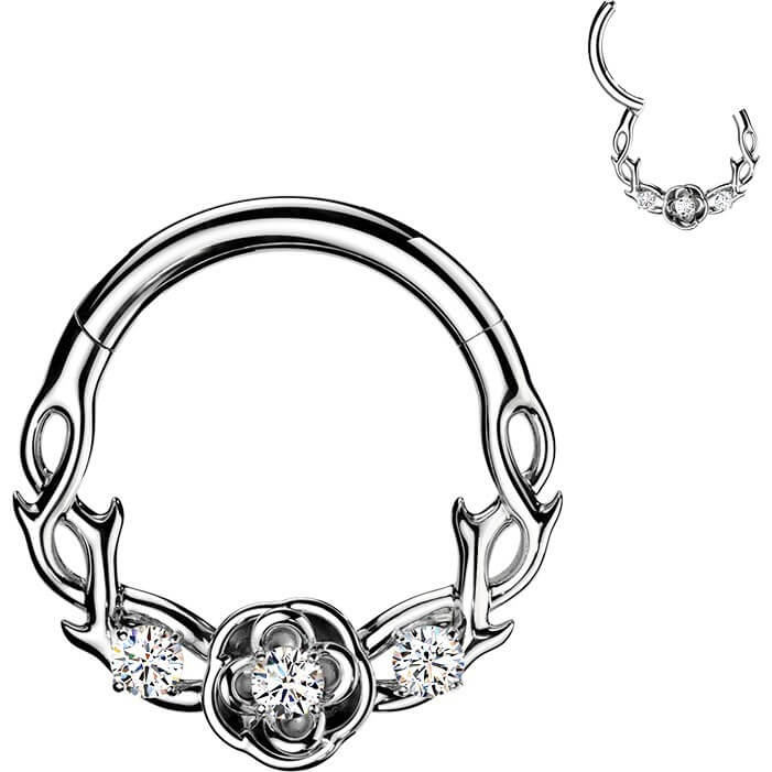 Ring Zirkonia verzierte Ranken und Rose Clicker - Image 4
