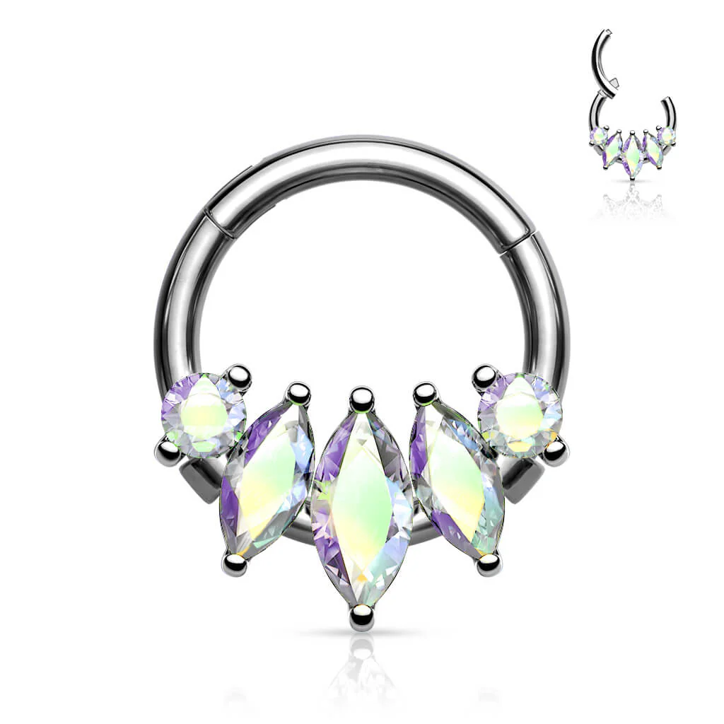 Ring Marquise Schliff 5 Zirkonia Clicker - Image 2