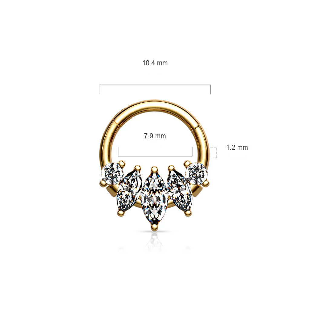 Ring Marquise Schliff 5 Zirkonia Clicker - Image 3