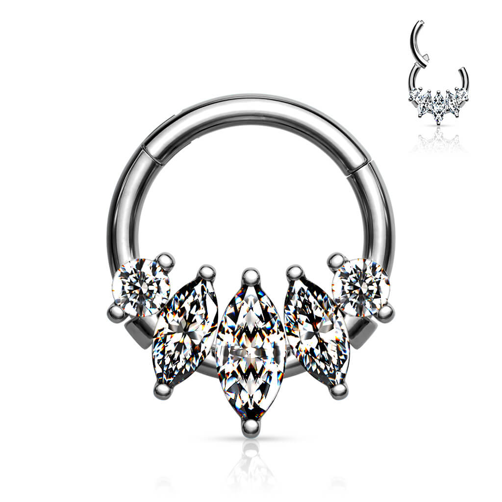 Ring Marquise Schliff 5 Zirkonia Clicker - Image 4
