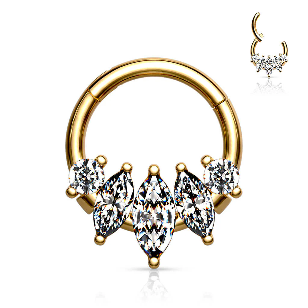 Ring Marquise Schliff 5 Zirkonia Clicker - Image 6