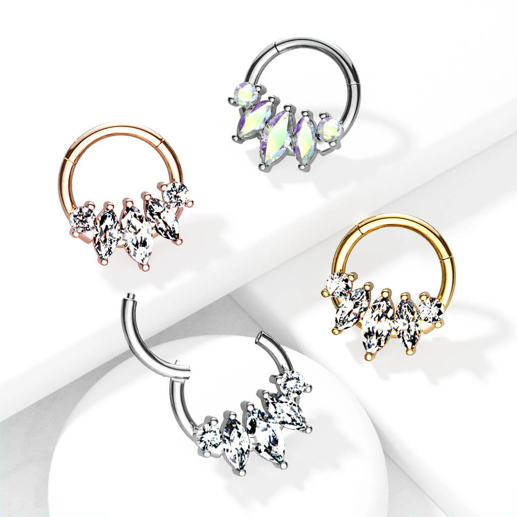 Ring Marquise Schliff 5 Zirkonia Clicker - Image 7