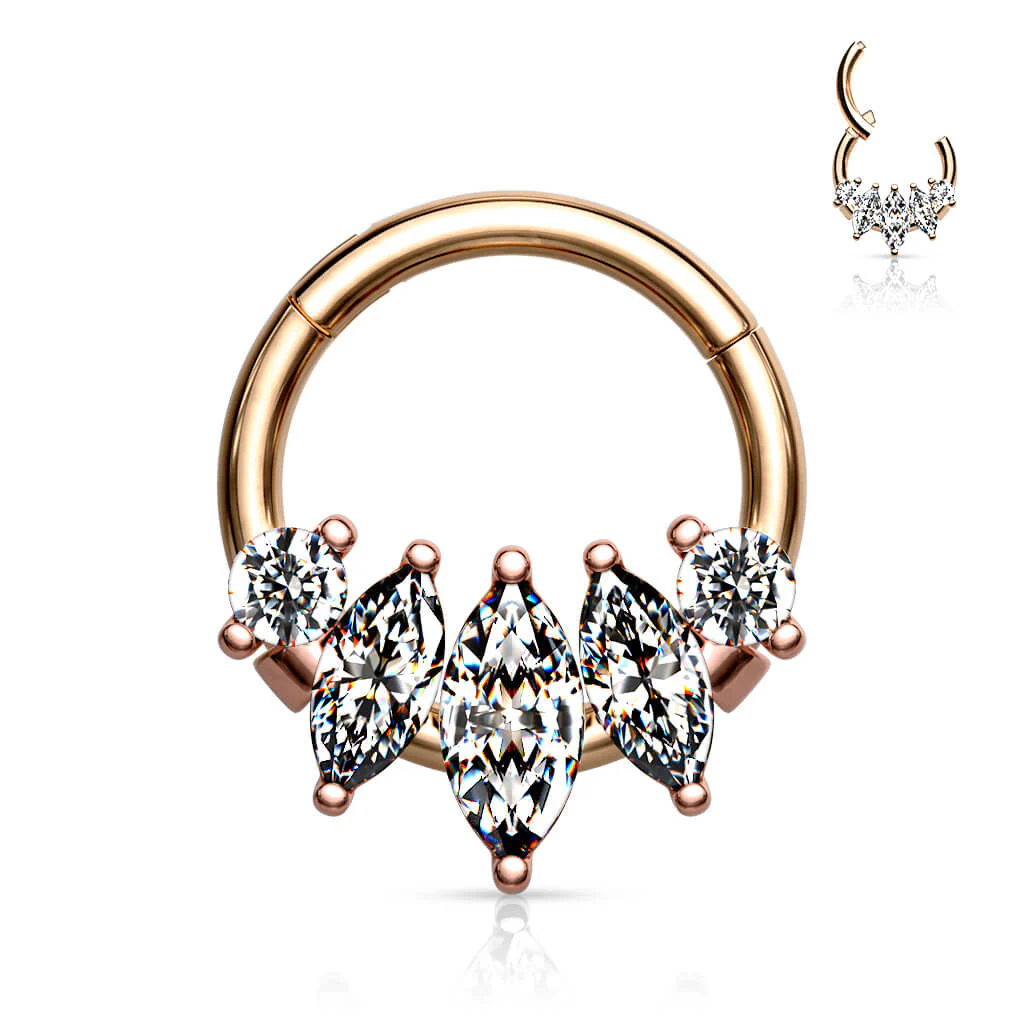Ring Marquise Schliff 5 Zirkonia Clicker - Image 8