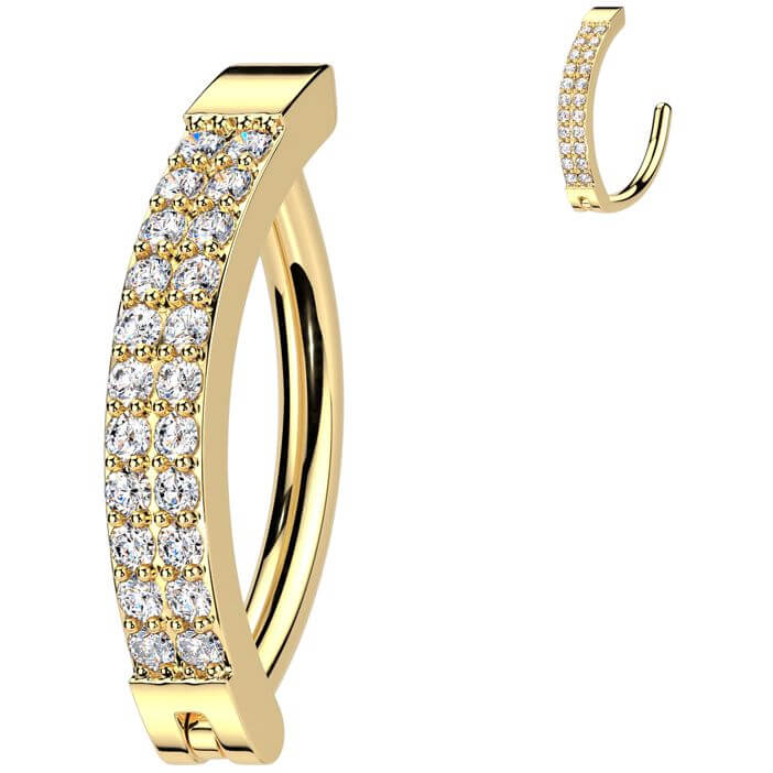 Bauchnabelpiercing Doppel Zirkonia Linie Clicker - Image 2