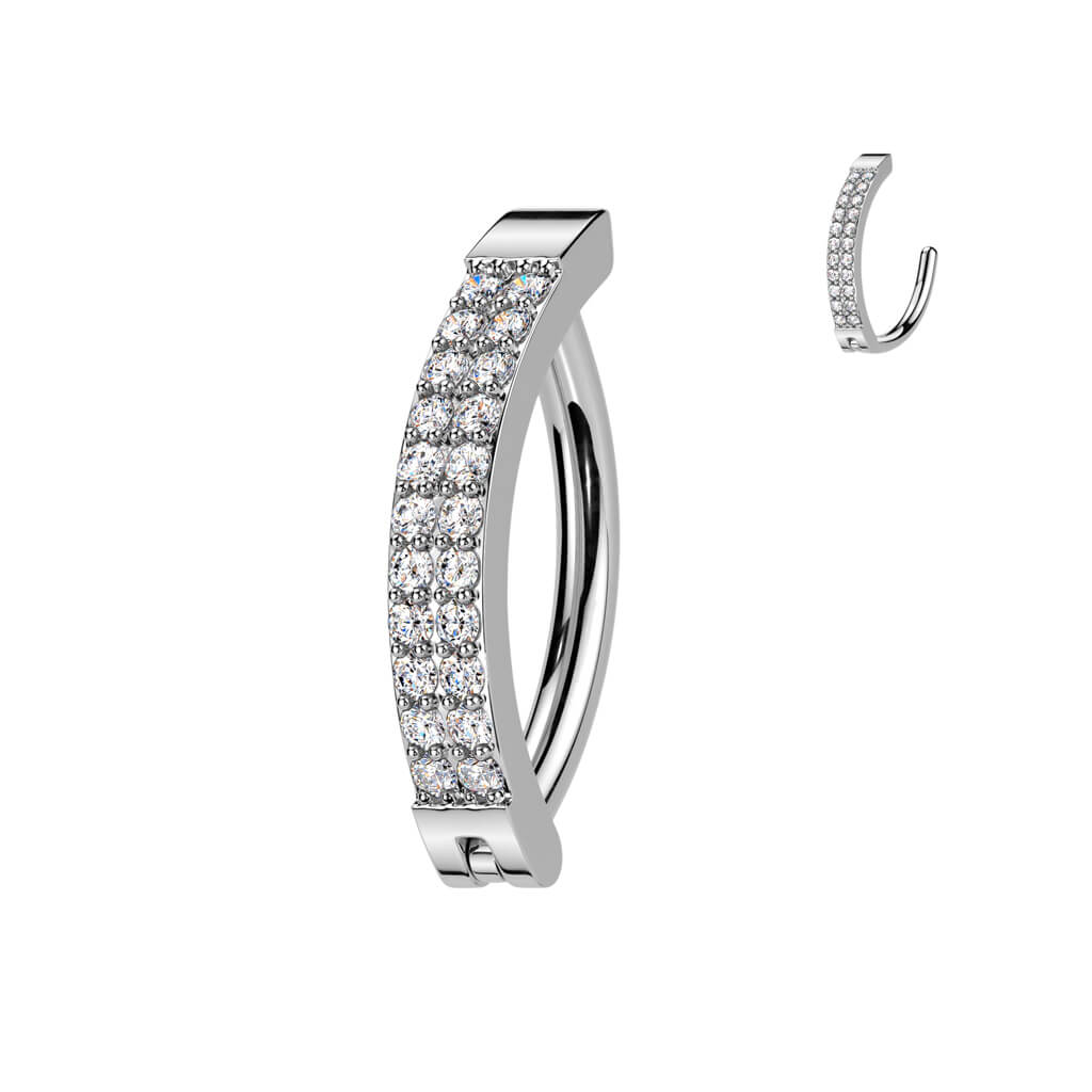 Bauchnabelpiercing Doppel Zirkonia Linie Clicker - Image 3