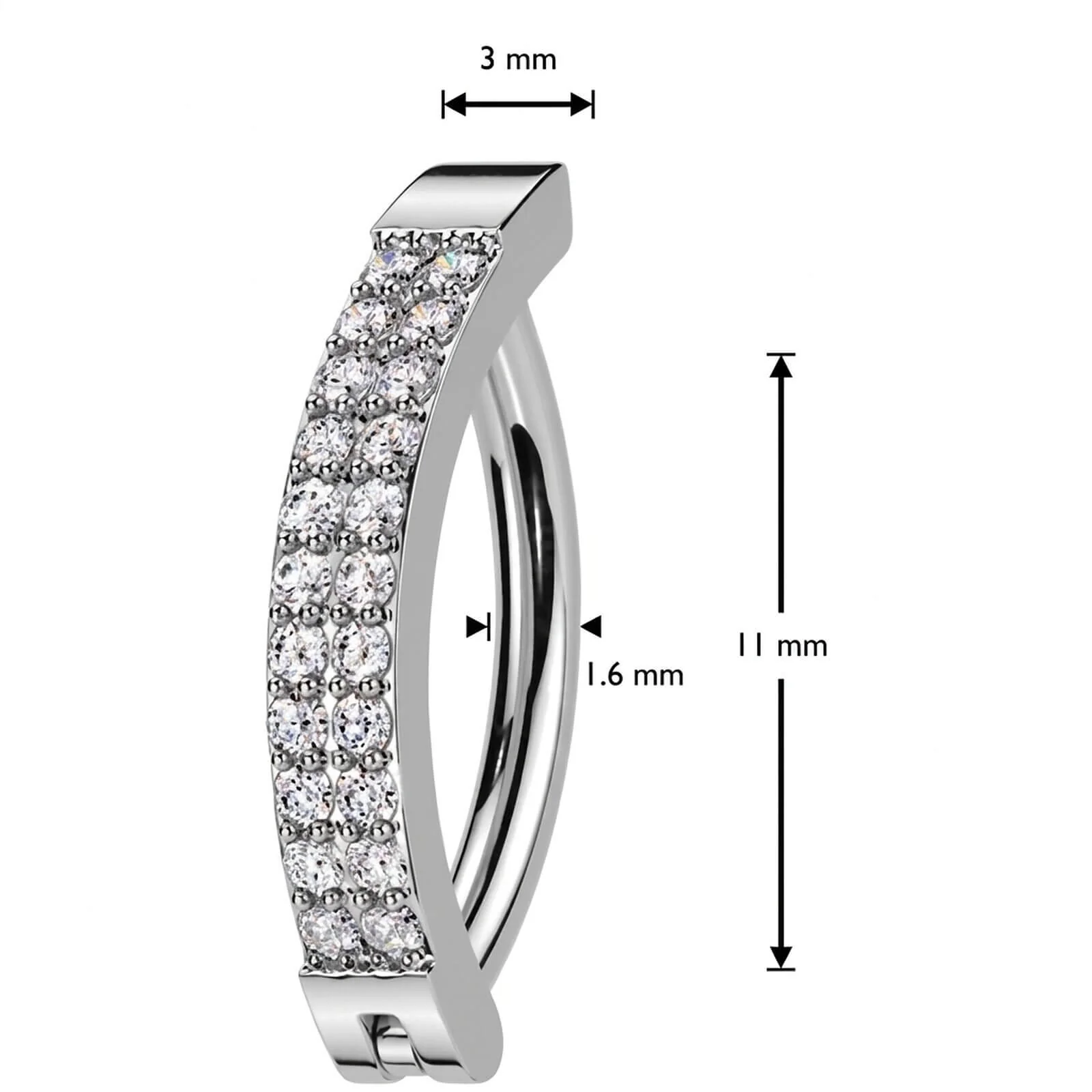 Bauchnabelpiercing Doppel Zirkonia Linie Clicker - Image 4