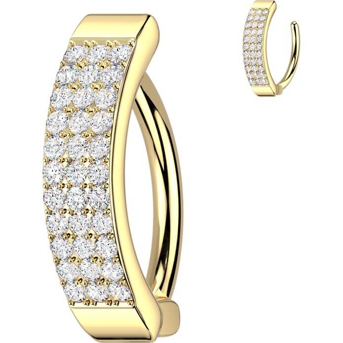 Bauchnabelpiercing Drei Linien Zirkonia Clicker - Image 3