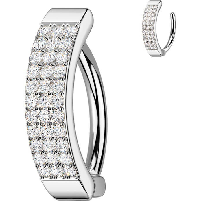 Bauchnabelpiercing Drei Linien Zirkonia Clicker - Image 6