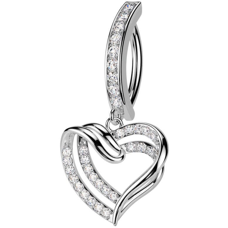 Bauchnabelpiercing Herz Zirkonia Anhänger Clicker