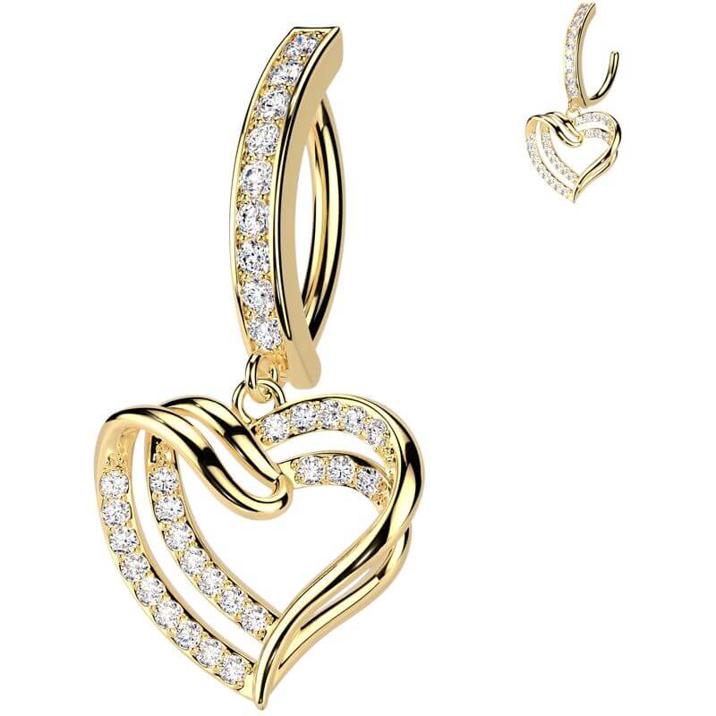 Bauchnabelpiercing Herz Zirkonia Anhänger Clicker - Image 2