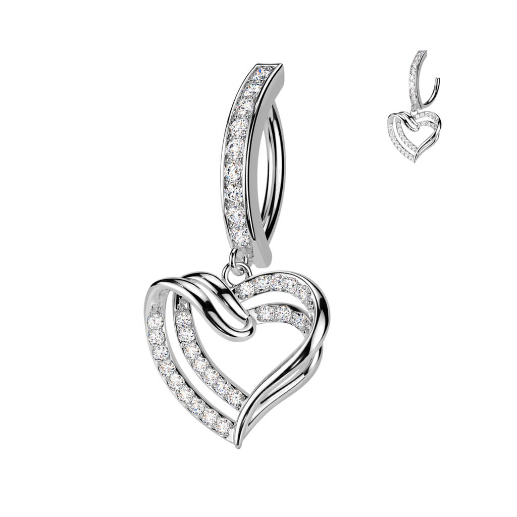 Bauchnabelpiercing Herz Zirkonia Anhänger Clicker - Image 3