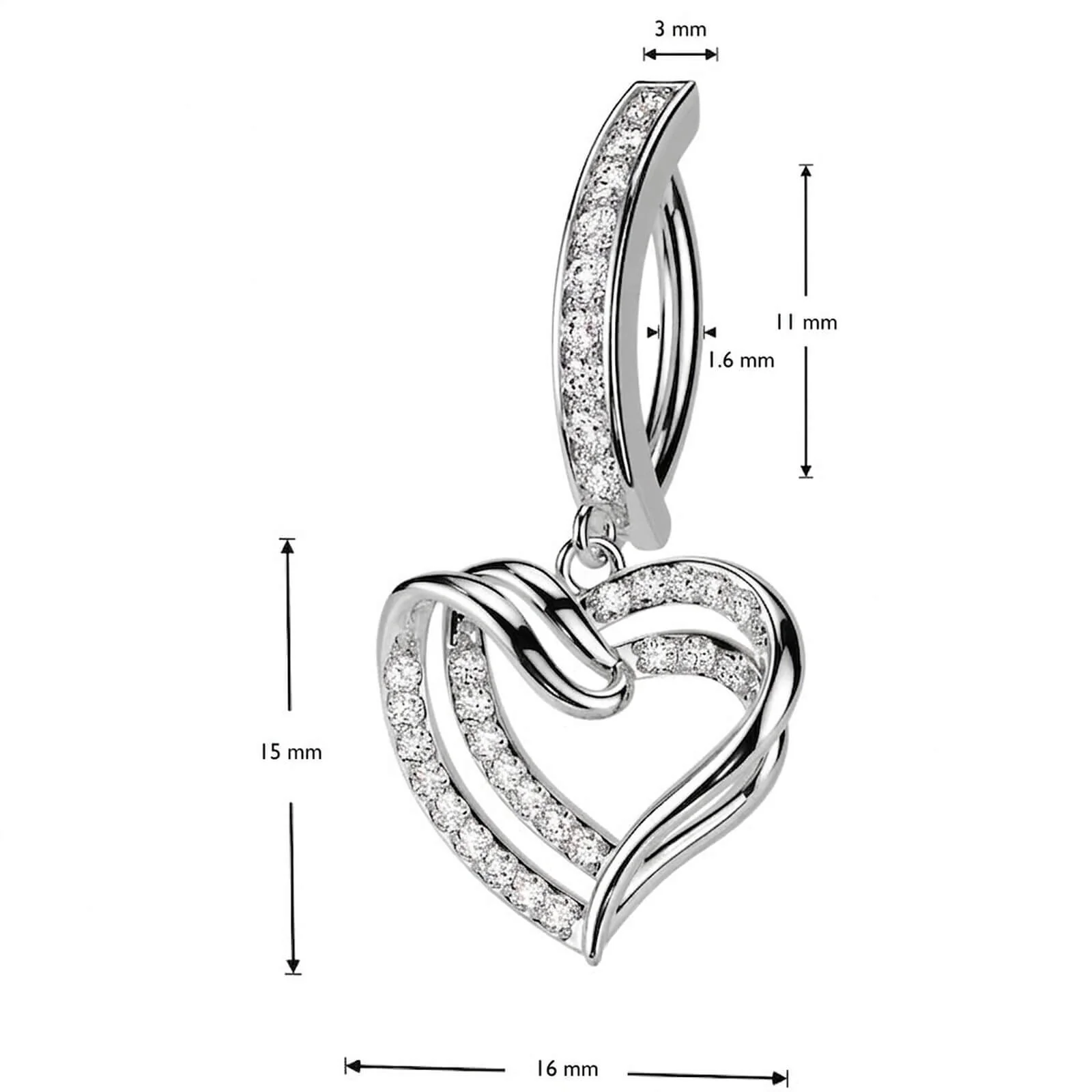 Bauchnabelpiercing Herz Zirkonia Anhänger Clicker - Image 4