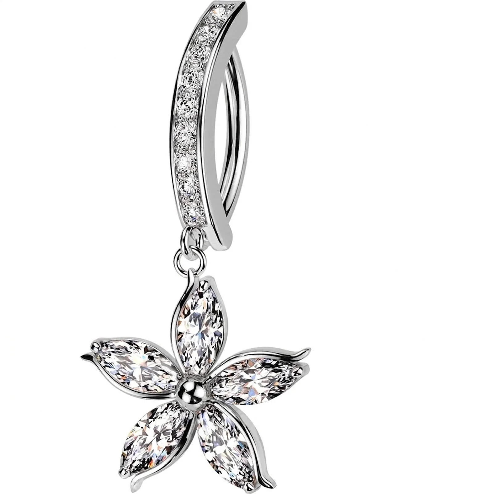 Bauchnabelpiercing Blume Beweglich Zirkonia Clicker