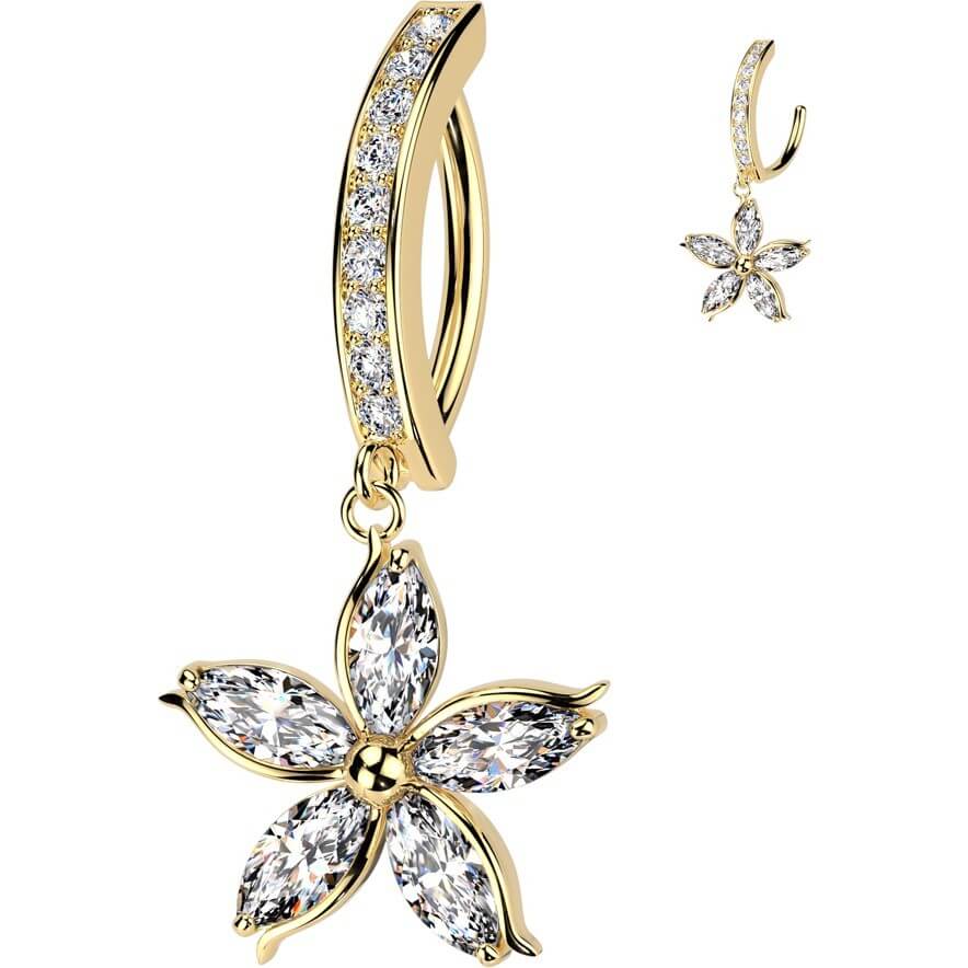Bauchnabelpiercing Blume Beweglich Zirkonia Clicker - Image 2