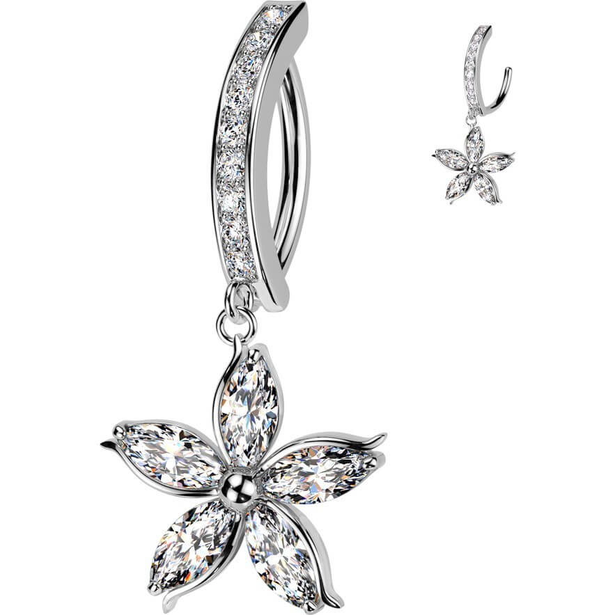 Bauchnabelpiercing Blume Beweglich Zirkonia Clicker - Image 3