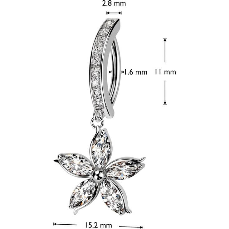 Bauchnabelpiercing Blume Beweglich Zirkonia Clicker - Image 4