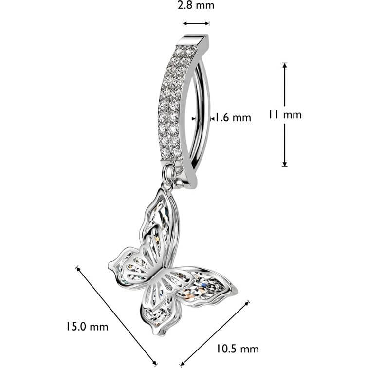 Bauchnabelpiercing Schmetterling Beweglich Zirkonia - Image 4