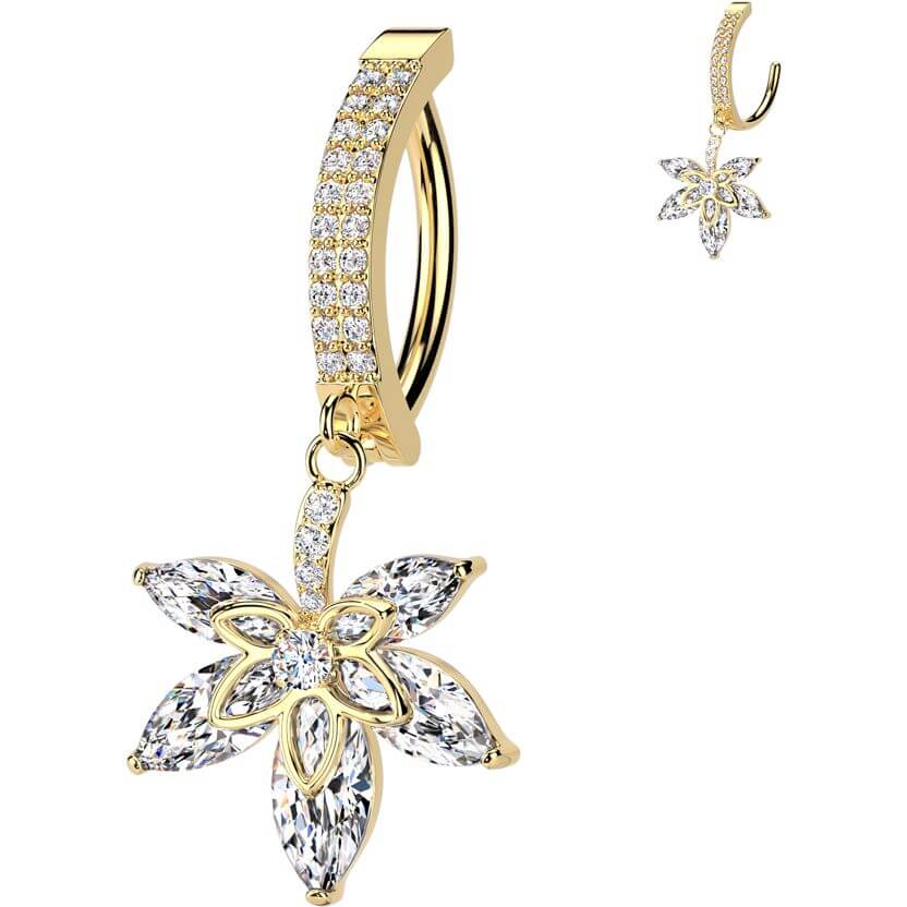 Bauchnabelpiercing Blume Anhänger Zirkonia Clicker - Image 2