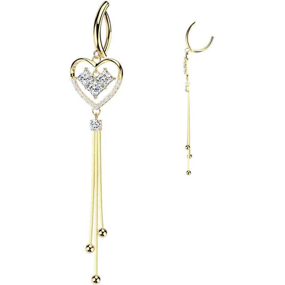 Bauchnabelpiercing Herz Anhänger Zirkonia Clicker - Image 2