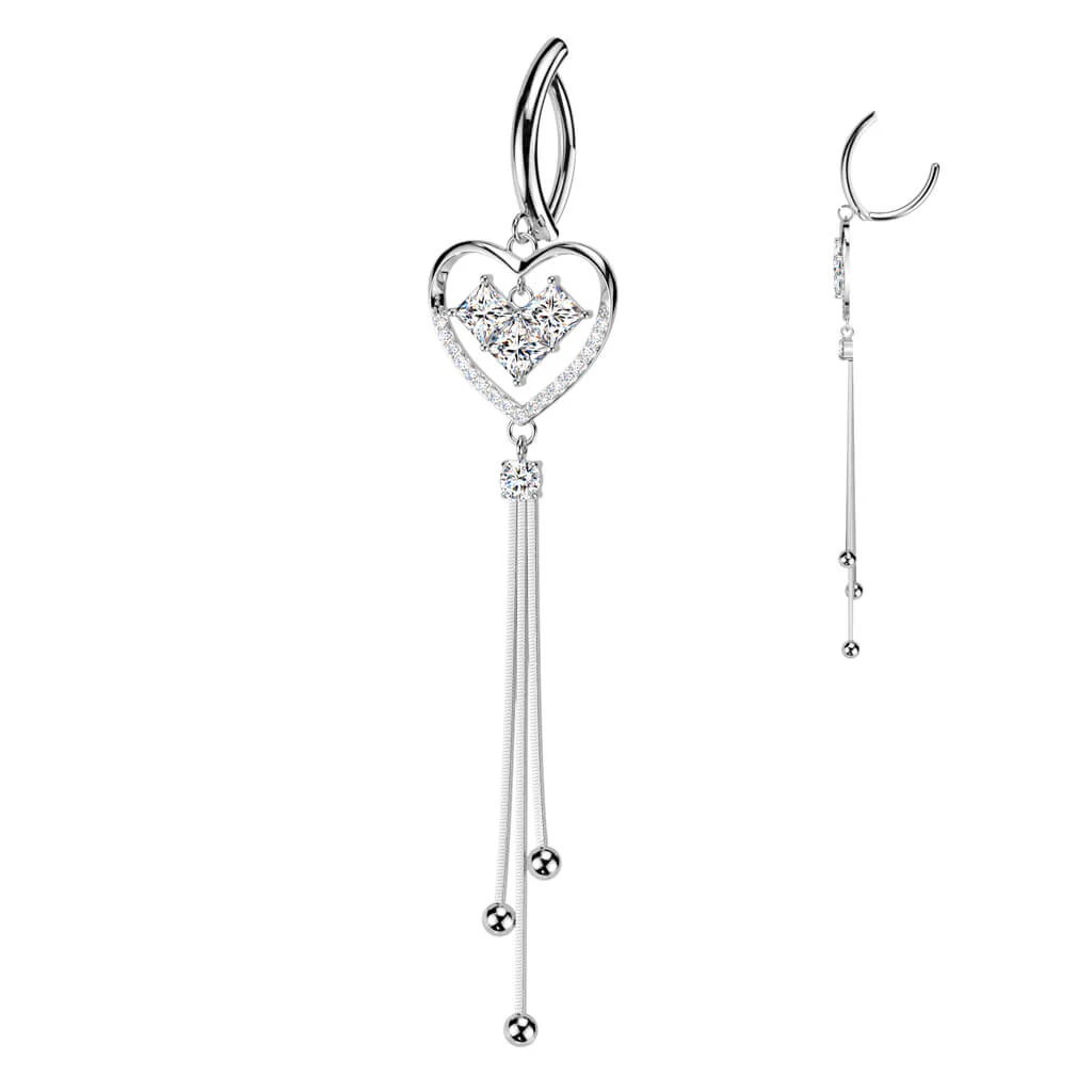 Bauchnabelpiercing Herz Anhänger Zirkonia Clicker - Image 3