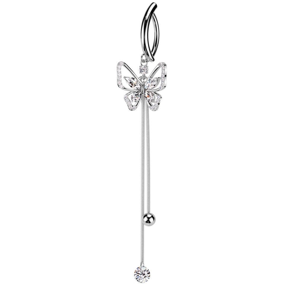 Bauchnabelpiercing Schmetterling Anhänger Zirkonia Clicker