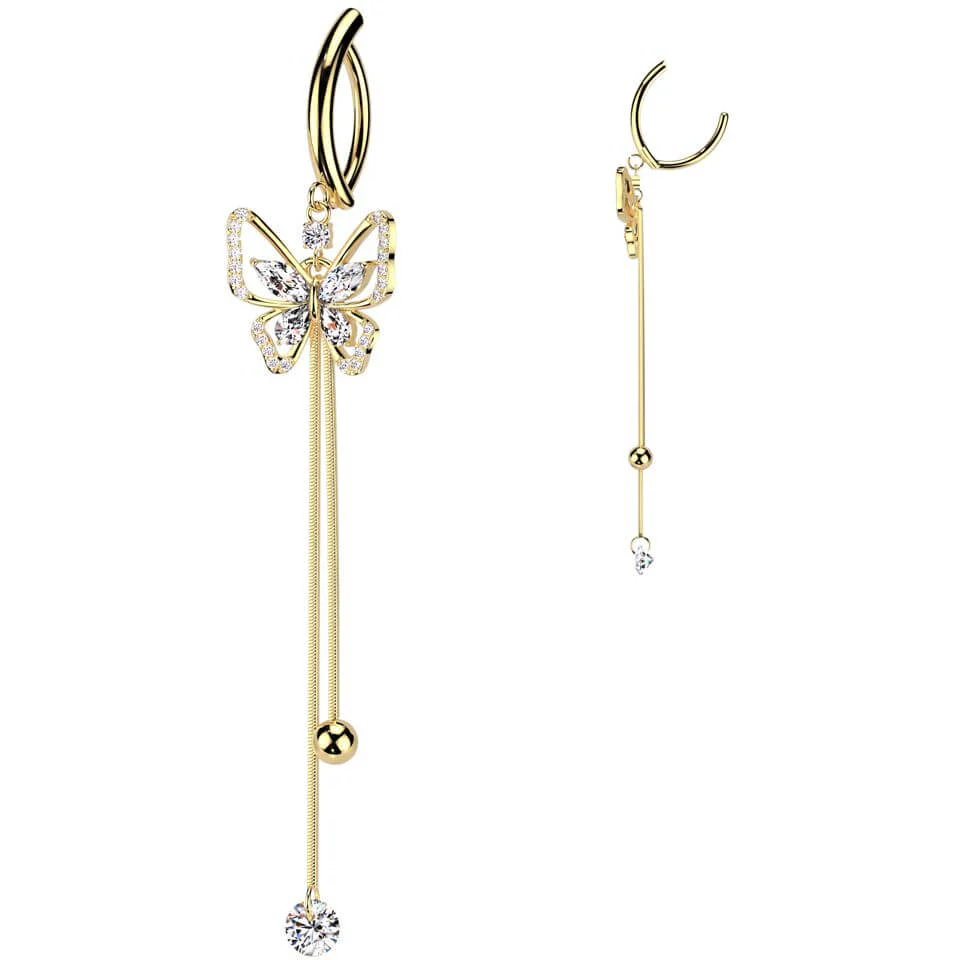 Bauchnabelpiercing Schmetterling Anhänger Zirkonia Clicker - Image 2