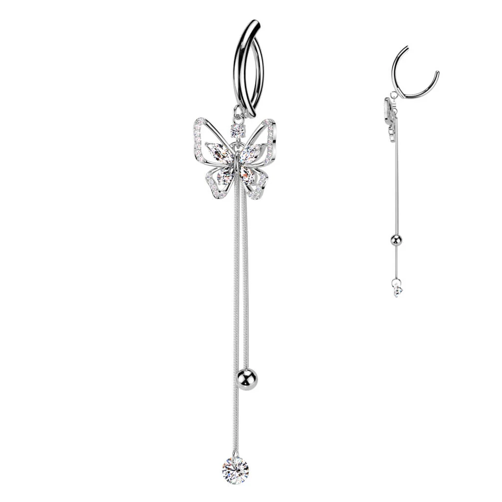 Bauchnabelpiercing Schmetterling Anhänger Zirkonia Clicker - Image 3