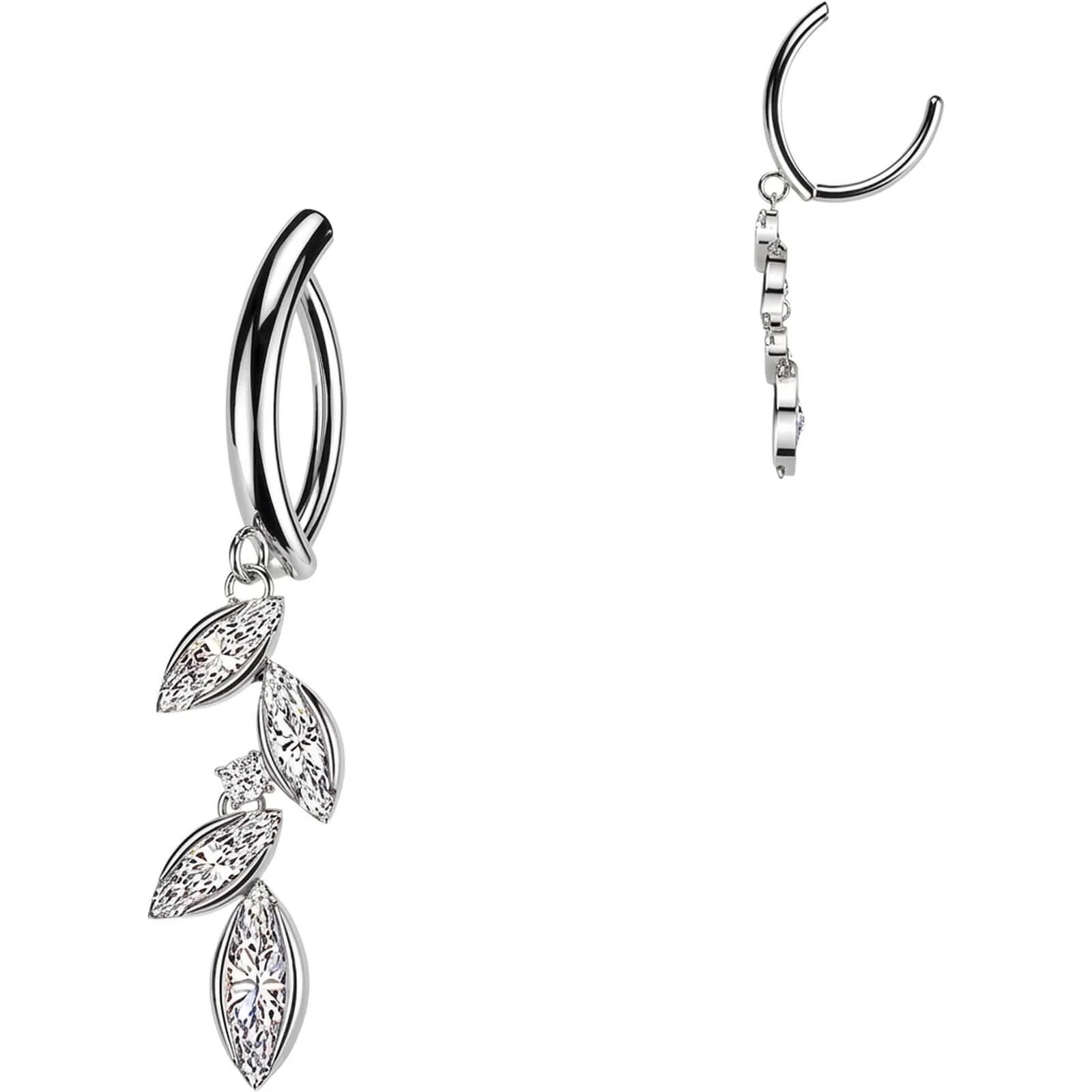 Bauchnabelpiercing Marquise Zirkonia Blattranke Anhänger Clicker