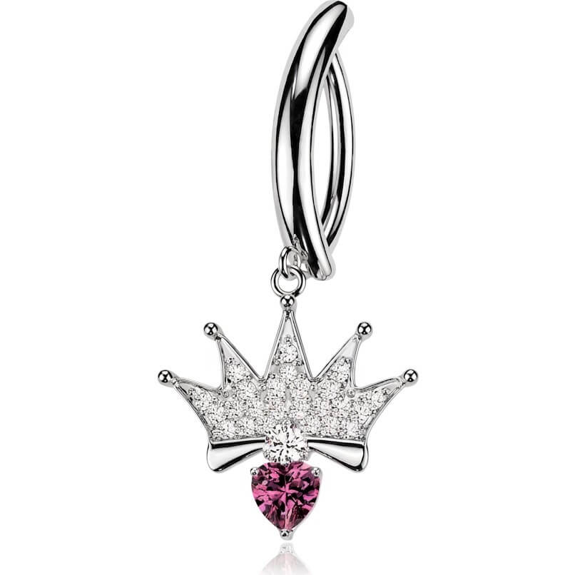 Bauchnabelpiercing Pavé Zirkonia Krone Herz Anhänger Clicker