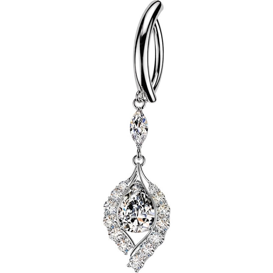 Bauchnabelpiercing Krappenfassung Zirkonia Tropfen Anhänger Clicker