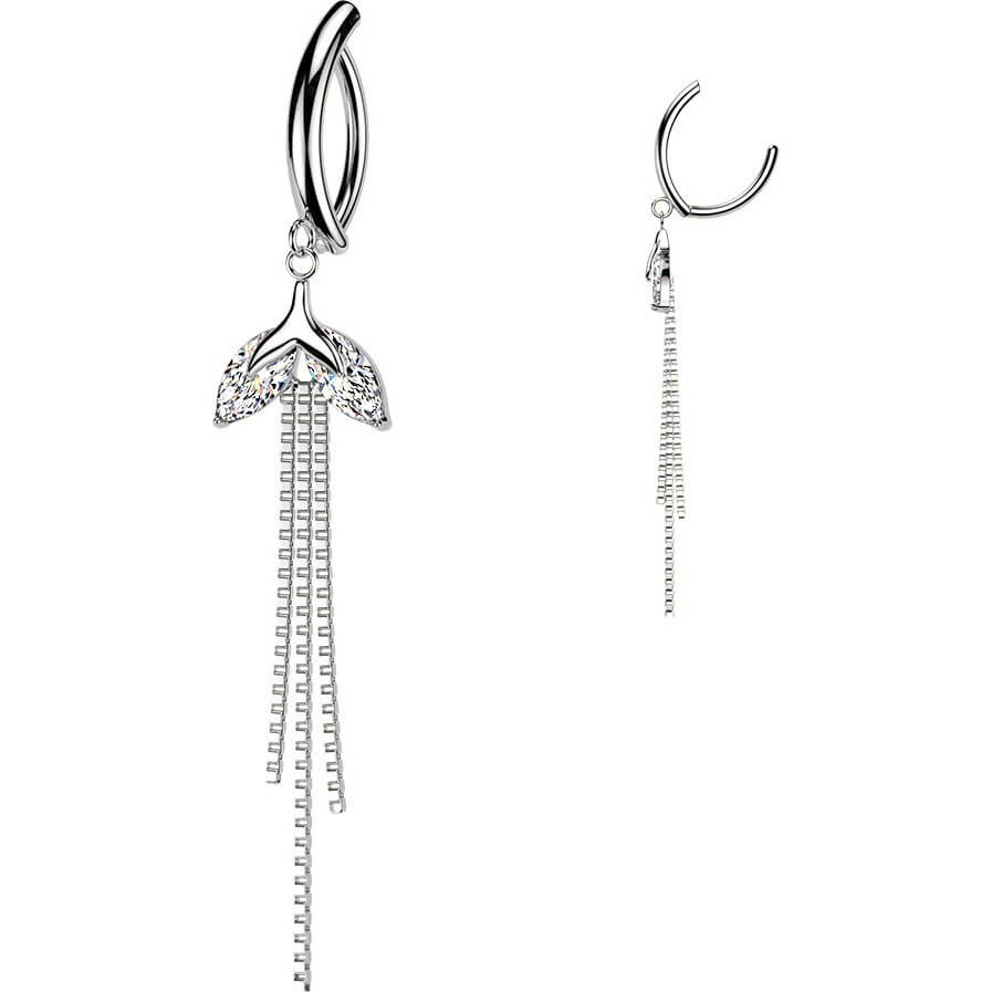 Bauchnabelpiercing Marquise Zirkonia und dreifach Kette Anhänger Clicker
