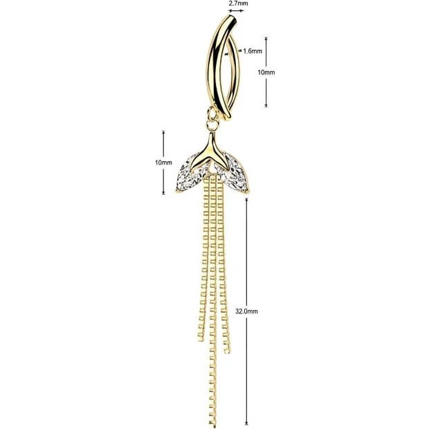 Bauchnabelpiercing Marquise Zirkonia und dreifach Kette Anhänger Clicker - Image 2