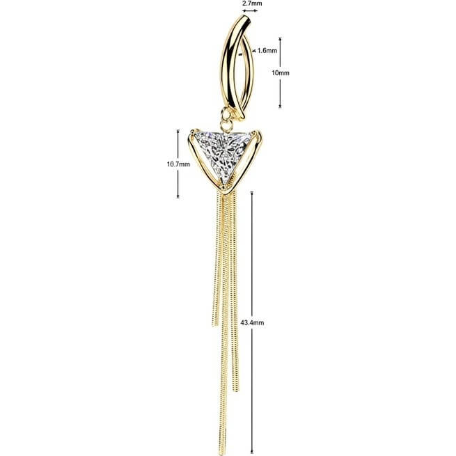 Bauchnabelpiercing Dreieck Zirkonia und dreifach Kette Anhänger Clicker - Image 2